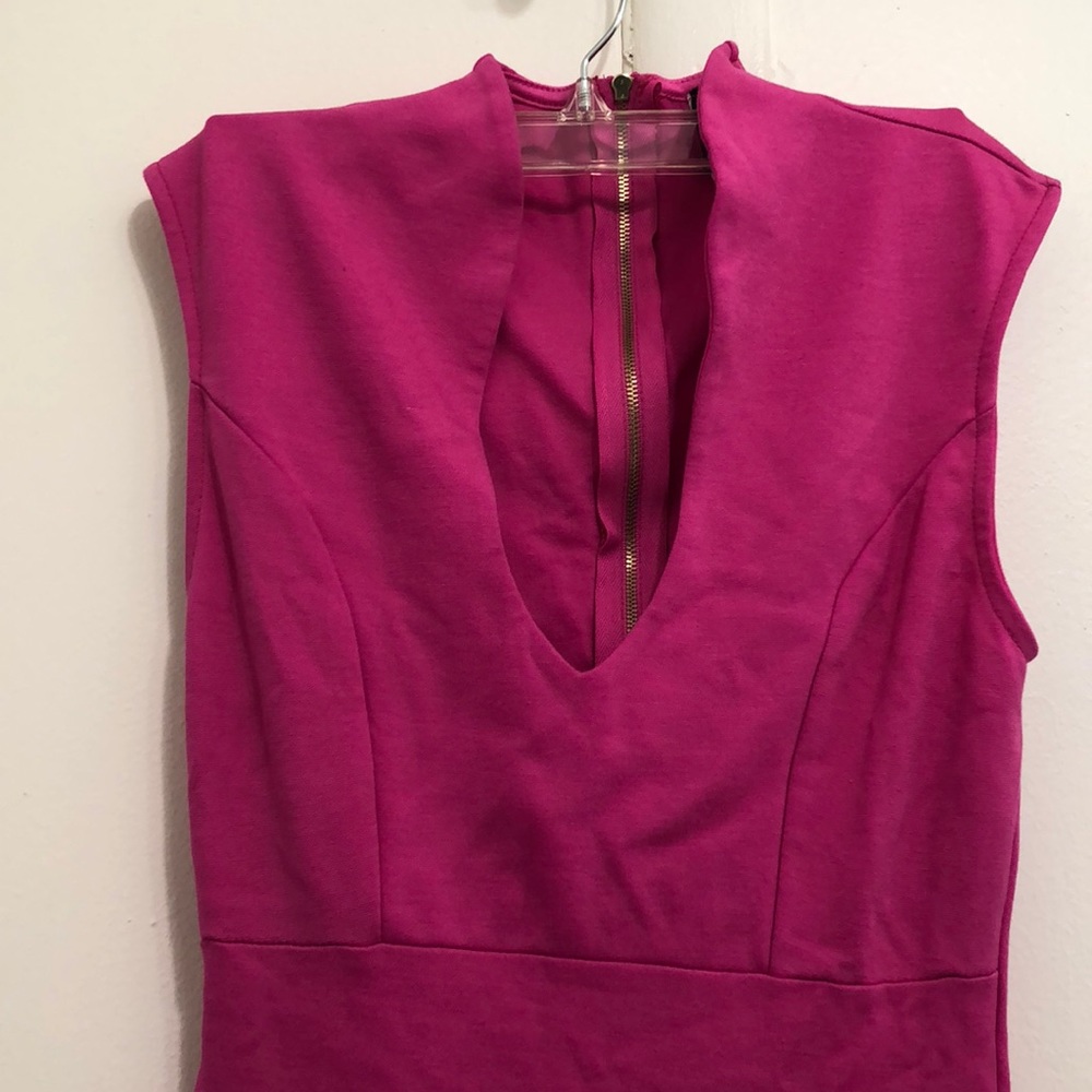 Hot Pink Deep V Gown
